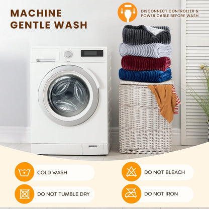 Electric Heated Blanket Full Size Throw with 5 Heat Levels & Auto Shut-Off Flannel & Sherpa for Home Couch, Bed, Office Use, 72"X84", Navy